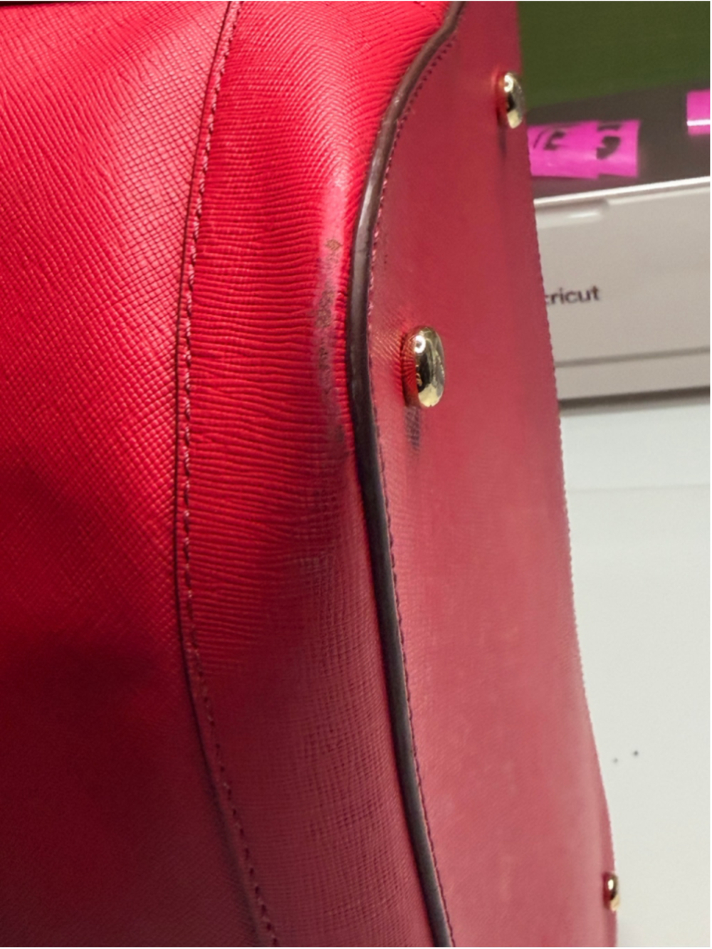Women's Henri Bendel Deep Pink Saffiano Leather Tote Bag One Size - Picture 8 of 11